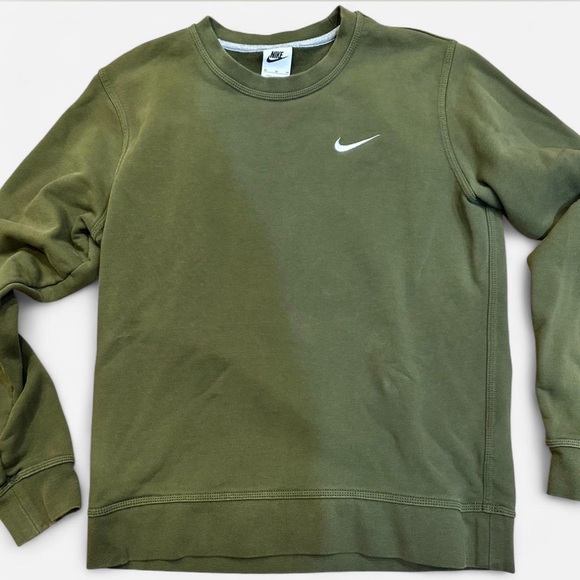 Nike Classic Olive Crewneck Cotton Sweater Womens Medium - Picture 2 of 6